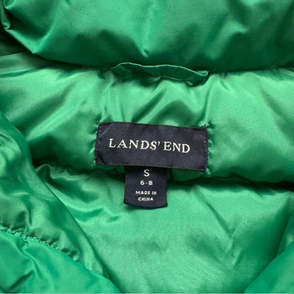 Lands' End Down Puffer Vest Snap Button Emerald Green Size Small - Picture 2 of 13